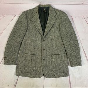 Vintage Ralph Lauren RRL Men Herringbone Wool Tweed Blazer Made In USA Gray 42L